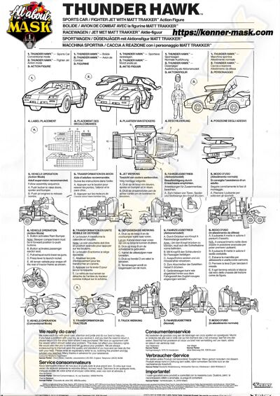 Kenner M.A.S.K. Thunderhawk Instruction internbational